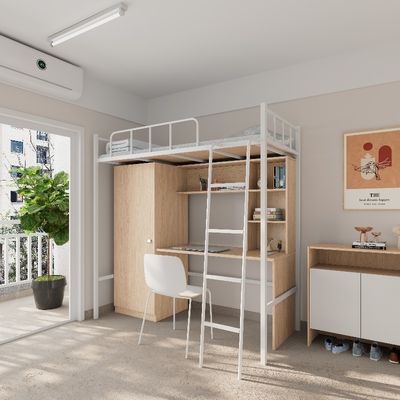 mua 2000 X 900 X 2120mm trường học ký túc xá Bunk giường khung với bàn và tủ online manufacture