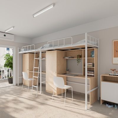 Mua 4000 X 900 X 2120mm Người lớn khung kim loại Bunk giường với bàn hỗ trợ tùy chỉnh online manufacture