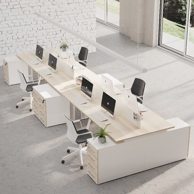 Mua Bàn nhân viên 8 người với màn hình tách và tủ hồ sơ trong kiểu gỗ MFC Bàn bên tùy chọn hỗ trợ tùy chỉnh online manufacture