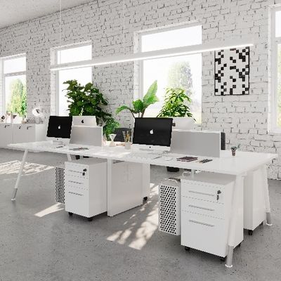 Mua Bàn làm việc trắng 4 người với tủ lưu trữ màn hình và máy tính chính hỗ trợ tùy chỉnh online manufacture