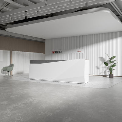 Two Person White Front Panel Reception Desk Gray