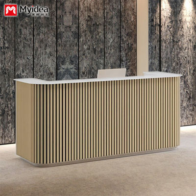 Mua Chức năng chống trầy xước lưới gỗ và núi trắng mô hình đá slab Bàn tiếp tân Phòng khách tùy chỉnh Hỗ trợ tiếp tân Lobby online manufacture
