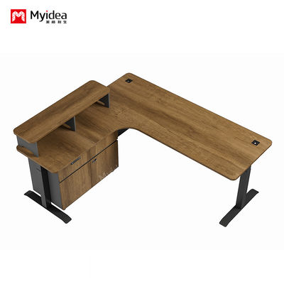 Mua Bàn nâng điện hình chữ L với không gian lưu trữ tủ phụ di động, bàn chính với hệ thống thu thập cáp, bàn văn phòng online manufacture