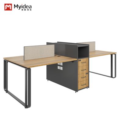 Two Staff Members Facing Each Other, Four Drawer Office Desk, Bright Color Screen, Office Furniture Desk