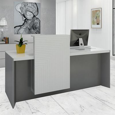White Painted Glossy Front Desk, Fashionable Design, Light Luxury Front Desk, Commercial Hotel Lobby, Cashier And Reception Desk