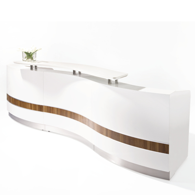 Curved baked paint front desk, company bar counter, beauty hospital, dental clinic, circular cashier counter, simple and modern reception desk
