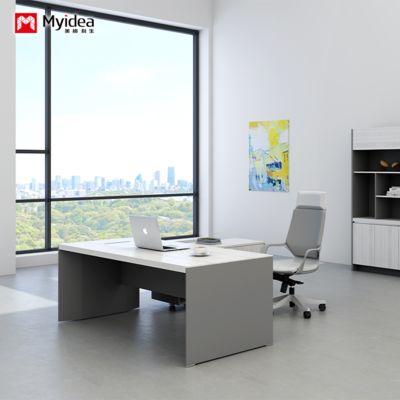 customization white baking paint process office desk，modern and fashionable boss desk，office furniture，computer desk