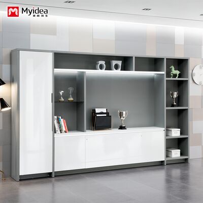 Mua Tủ đựng hồ sơ văn phòng cho sếp và người giám sát, tủ lưu trữ có khu vực treo quần áo, tủ bàn làm việc văn phòng sơn bóng trắng với dải đèn cảm ứng khóa online manufacture