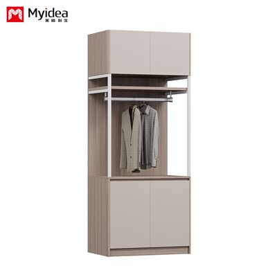Suitable for hotels Design Bedroom Wardrobe With Hanging Rod Ample Storage Space Panel Wood Furniture For Home Or Living Room Support customization