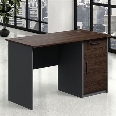 Double-Drawer Wood Desk with Storage Wall Cabinet for Apartment Dormitory Factory wholesale
