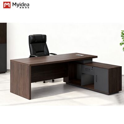 Executive Computer Desk Storage Cabinet Modern Wooden Panel Design Durable Eco-Friendly Construction Assembly Required