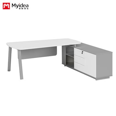 Adjustable and Retractable Main Desk with Octagonal Electroplating Feet, Matched with Storage Sub Cabinet