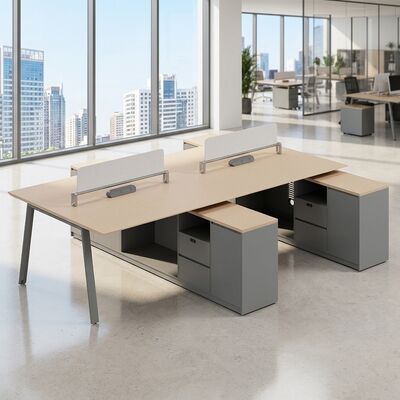 Mua Foshan đồ nội thất đối diện 2 chỗ ngồi trạm làm việc hình 8 chân kim loại, ổ cắm điện cài đặt sẵn, bàn làm việc bền cho phòng văn phòng online manufacture
