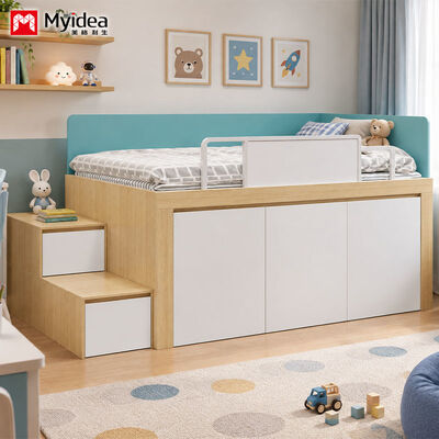 mua Giường gác trên gác với cầu thang lưu trữ cho phòng ngủ và căn hộ, khung giường cao thấp tiết kiệm không gian với cầu thang lưu trữ tích hợp và không gian lưu trữ dưới giường online manufacture