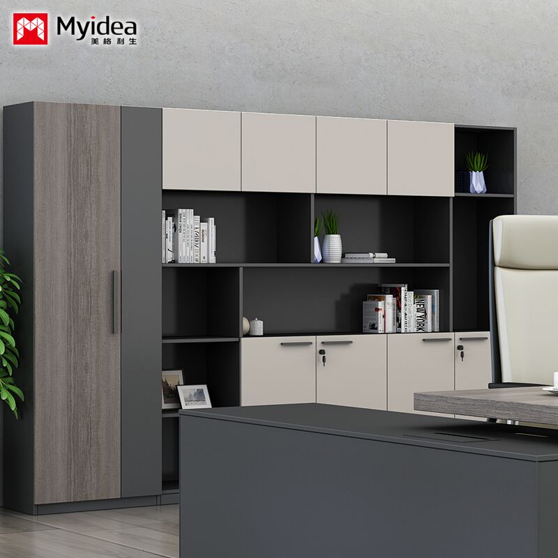 customization Office Stylish Multi-layer Design High Cabinet with Wardrobe Style, CEO Back Cabinet Multifunctional Storage Item FileCabinet