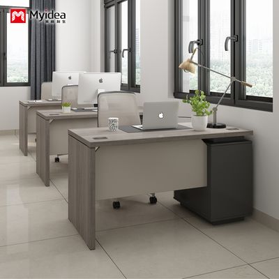 Bàn văn phòng tối giản hiện đại để lưu trữ, Bàn máy tính thực tế, Bàn màn hình nhân viên một mặt