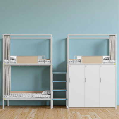 Giường ký túc xá ba người có tủ quần áo, đèn ngủ an toàn, bậc thang, lan can cao, rèm giường, giường ký túc xá trường học