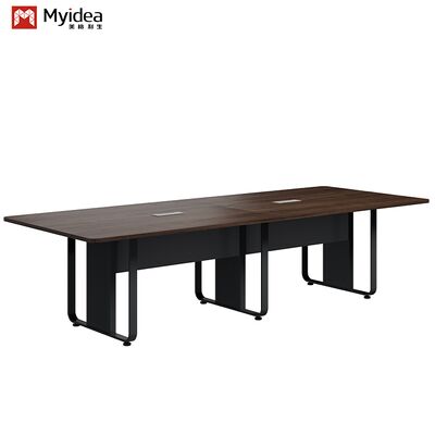 Thiết kế hiện đại Dark Wood Grain Conference Table With Cold-rolled Steel Legs Office Furniture for Meeting & Negotiation Rooms Nhà máy bán buôn